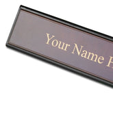 Walnut & Black Leather Nameplate